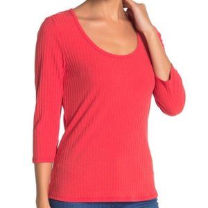 Susina Scoop Neck Sleeve Ribbed T- Shirt